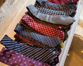 Ties by Hermes, Valentino, Christian Dior, Zegna, and Gucci