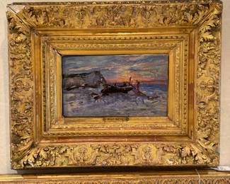 Giovanni Boldini (1842-1931) "Tramonto con pescatori" 23.5" x 18.5"