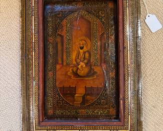 Qajar Papier Mache Mirror Case 19th Century Persia