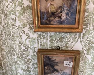 Sepia toned set 4 antique pastoral prints