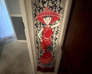 Vintage silk Japanese wall hanging