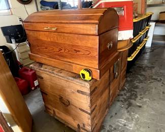 Vintage shipping trunk and other newer box.