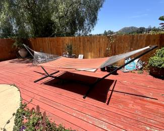 Backyard iron hammock.