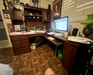 L-shaped desk for office. Solid wood. Very nice.