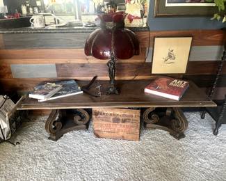 Vintage table and box.