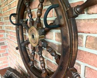 Wooden ship wheel