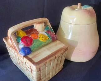 McCoy Picnic Basket And Blushing Pear Cookie Jars