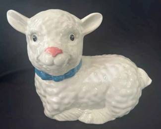 Metlox Lamb With Blue Collar Cookie Jar