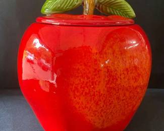 California Pottery Red Apple Cookie Jar