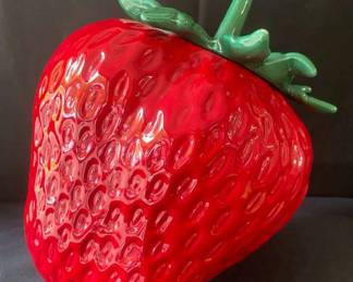 Vintage Large Red Strawberry By Holiday Designs Cookie Jar