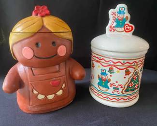 Holt Howard Gingerbread Girl And Teleflora Christmas Gingerbread Cookie Jars