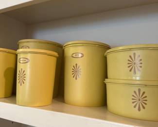 Vintage Tupperware Servalier Yellow Canister