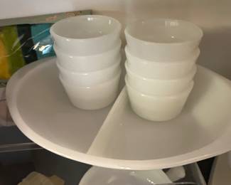 white, opaque glass bowls