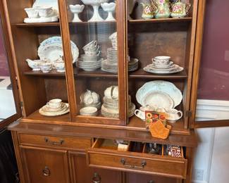 Gorgeous wooden hutch with storage and glass display