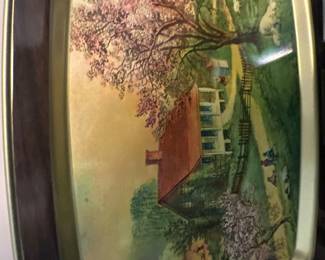 vintage metal serving tray