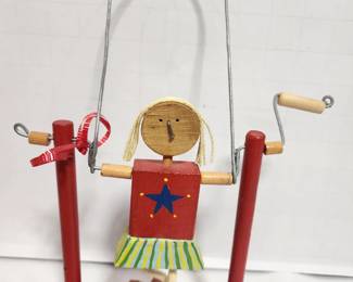 WOOD HAND MADE GIRL JUMPING ROPE