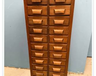 Vintage 24 drawer solid wood card catalog