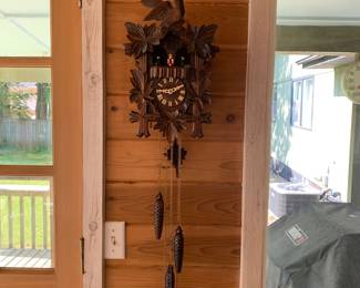 German cuckoo clock works great! Cuckoo pops out and dancers go around…it’s a party every hour and half a party on the half hour!