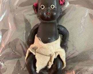 1930s porcelain black painted 4.5” baby doll with diaper…so adorable!