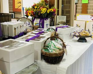 Flower bouquets and beautifully packaged baked goodies like Pumpkin Bread and Parmesean Cheese Stars