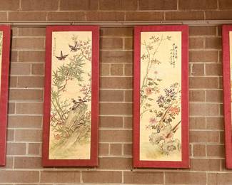 Framed Asian art - set of four