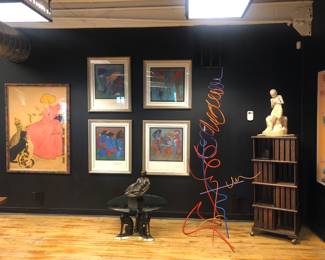John Clague bronze & modern squiggle sculpture
