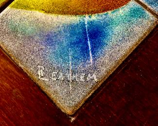 Signature on enamel top coffee table looks like Leathem (from collection of Cleveland arts columnist)