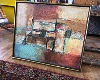 Oil and mixed media painting Cream Cheese signed Mapson