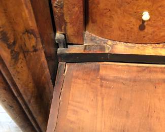 This piece is nearly 200 years old and has some damage-here are two areas of concern, but they seem to be rather stable.