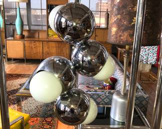 Vintage, four ball chrome hanging lamp