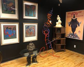 John Clague bronze & modern squiggle sculpture