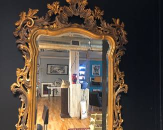 Italian wood carved gold & silver gilt mirror