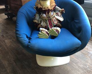 One of a pair of Swedish plastic Apollo shell chairs by Overman