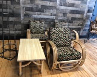 4 pc. Vintage Rattan set $150