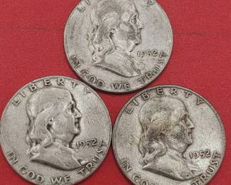 3 90% Silver Franklin Half Dollars