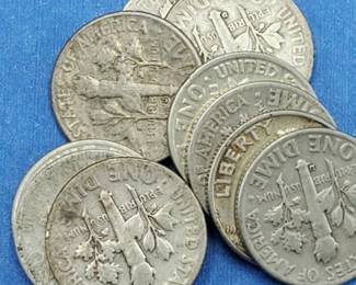 10 Roosevelt Dimes 90% Silver