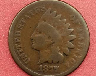 1877 Indianead Cent KEY Great Color Problem Free