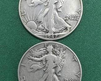 2 Walking Liberty Half Dollars 90% Silver