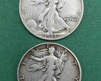 2 Walking Liberty Half Dollars 90% Silver