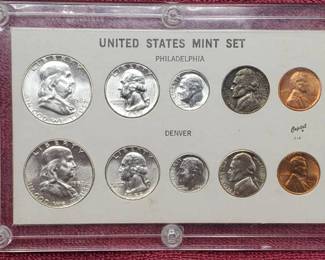 1958-P & 1958-D Mint Sets in Plastic Display Halves, Quarters & Dimes are 90% Silver