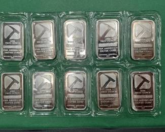 10-1 Troy Oz .999 Silver Bars in Factory Pkg Pan American Silver Corp 10 toz Total