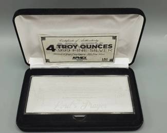 4 Troy Oz .999 Fine Silver Apmex Lord's Prayer in Case