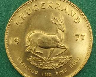 1977 Gold Kruggerand 1 toz Fine Gold, South Africa