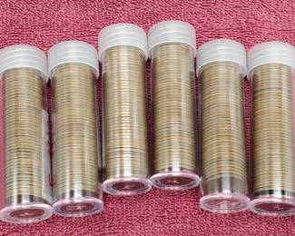 6 Tubes of Lincoln Wheat Cents ALL Have 'S' Mint Marks