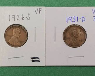 1926-S & 1931-D Lincoln Cents Higher Grade