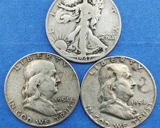 3 90% Silger Half Dollars 1 Walkng Liberty & 2 Franklins