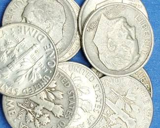 10 Roosevelt Dimes 90% Silver