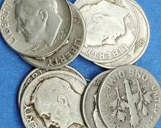 10 Roosevelt Dimes 90% Silver