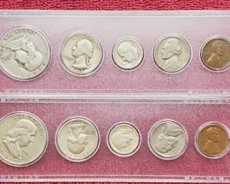 2 Year Sets in Holders 1952 & 1958 90% Silver Halves, Quarters & Dimes