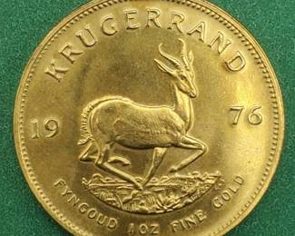 1976 Gold Kruggerand 1 toz Fine Gold, South Africa